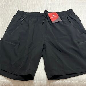 Black Athletic Shorts with Elastic Waistband
